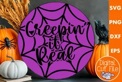 Farmhouse Halloween Round Sign, Creepin It Real Svg Product Image 1