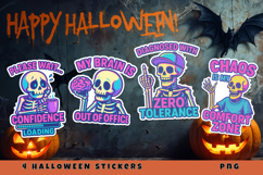 Sarcastic Skeleton Stickers | Funny Halloween Stickers PNG Product Image 1