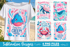 Boho sea creatures sublimation PNG, Ocean creatures 4 PNG Product Image 1