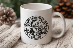 Creepy Christmas Club SVG, Santa Skeleton PNG, Spooky Design Product Image 2