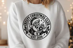 Creepy Christmas Club SVG, Santa Skeleton PNG, Spooky Design Product Image 3