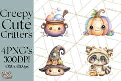 Creepy Cute Halloween Animals PNG, Kawaii Spooky Animals Product Image 1