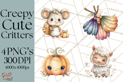 Creepy Cute Halloween Animals PNG, Kawaii Spooky Animals Product Image 1