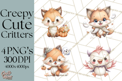 Creepy Cute Halloween Animals PNG, Kawaii Spooky Animals Product Image 1