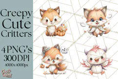 Creepy Cute Halloween Animals PNG, Kawaii Spooky Animals Product Image 1