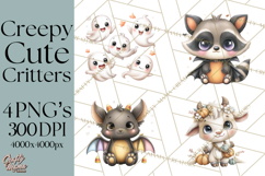 Creepy Cute Halloween Animals PNG, Kawaii Spooky Animals Product Image 1