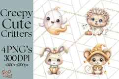 Creepy Cute Halloween Animals PNG, Kawaii Spooky Animals Product Image 1