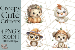 Creepy Cute Halloween Animals PNG, Kawaii Spooky Animals Product Image 1