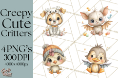 Creepy Cute Halloween Animals PNG, Kawaii Spooky Animals Product Image 1