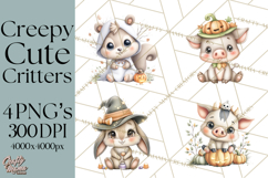 Creepy Cute Halloween Animals PNG, Kawaii Spooky Animals Product Image 1