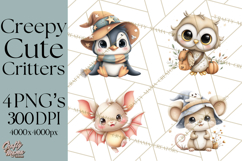 Creepy Cute Halloween Animals PNG, Kawaii Spooky Animals Product Image 1