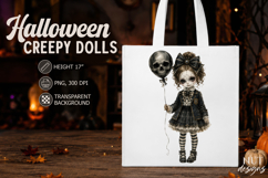 Schoolgirl Doll withSkull Balloon Gothic Halloween PNG Product Image 1