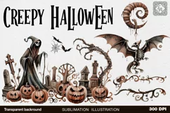 Creepy Halloween clipart. PNG sublimation Product Image 1