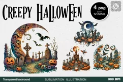 Creepy Halloween clipart. PNG sublimation Product Image 1