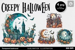 Creepy Halloween clipart. PNG sublimation Product Image 1
