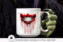 witch holding a mug with a creepy smile illustration