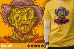 Creepy zombie freddy face bloody melting logo cartoon SVG Product Image 1