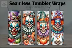4 Creepy Clown Tumbler Wrap Sublimations, 20 oz Product Image 1