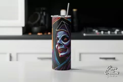 Creepy Nun Horror Tumbler Wrap - Halloween Tumbler Wrap Product Image 2