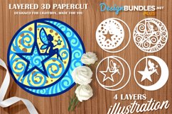 Papercut Crescent and Hanging Star with Fairy Layered Design Product Image 1