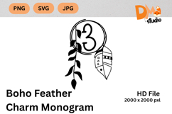Boho Feather Charm Monogram Product Image 1