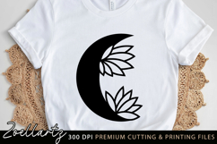 Floral Moon Crescent Lotus SVG Celestial Moon Illustration Product Image 2