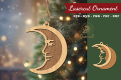 Crescent Moon Face Lasercut Ornament Product Image 1