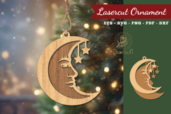 Crescent Moon Face Lasercut Ornament Product Image 1