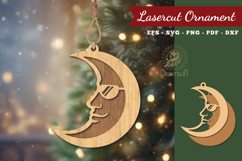 Crescent Moon Face Lasercut Ornament Product Image 1
