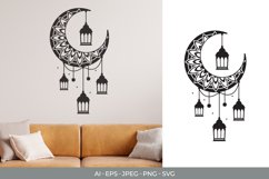 Crescent Moon with Mandala and Hanging Lanterns Design Product Image 1