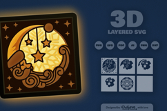 Crescent Moon of Santa Layered Papercut Product Image 3