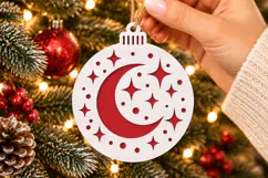 Crescent Moon Ornament SVG, Laser Cut Christmas Bauble Product Image 1