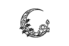 Crescent moon with floral element on black color concept Product Image 1