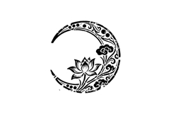 Crescent moon with floral element on black color isolated Product Image 1