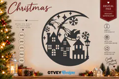 Christmas Santa Sleigh Winter Village Laser Cut SVG Product Image 3
