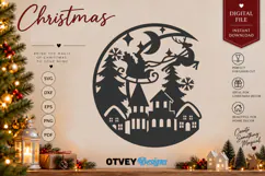 Christmas Santa Sleigh Winter Village Laser Cut SVG Product Image 2