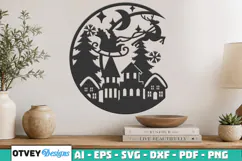 Christmas Santa Sleigh Winter Village Laser Cut SVG Product Image 1