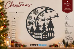 Christmas Santa Sleigh Winter Village Laser Cut SVG Product Image 2