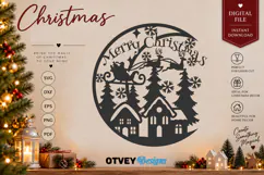 Christmas Santa Sleigh Winter Village Laser Cut SVG Product Image 2
