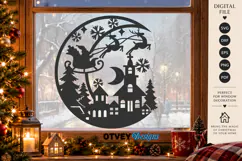 Christmas Santa Sleigh Winter Village Laser Cut SVG Product Image 3