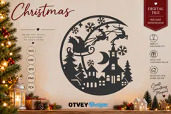 Christmas Santa Sleigh Winter Village Laser Cut SVG Product Image 2