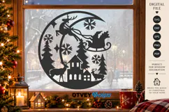 Christmas Santa Sleigh Winter Village Laser Cut SVG Product Image 3
