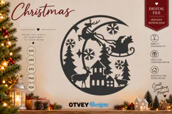 Christmas Santa Sleigh Winter Village Laser Cut SVG Product Image 2