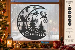 Christmas Santa Sleigh Winter Village Laser Cut SVG Product Image 3