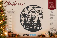 Christmas Santa Sleigh Winter Village Laser Cut SVG Product Image 2