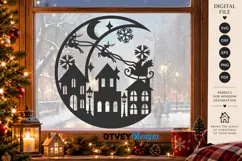 Christmas Santa Sleigh Winter Village Laser Cut SVG Product Image 2
