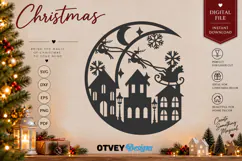 Christmas Santa Sleigh Winter Village Laser Cut SVG Product Image 3