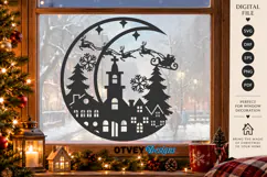 Christmas Santa Sleigh Winter Village Laser Cut SVG Product Image 3