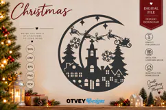Christmas Santa Sleigh Winter Village Laser Cut SVG Product Image 2