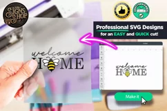 Welcome Home Bee | Bee SVG Door Hanger Sign | Cricut File Product Image 5